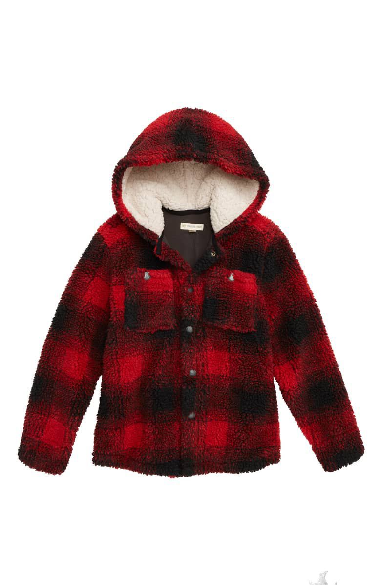 A warm, stylish flannel coat to keep your son warm